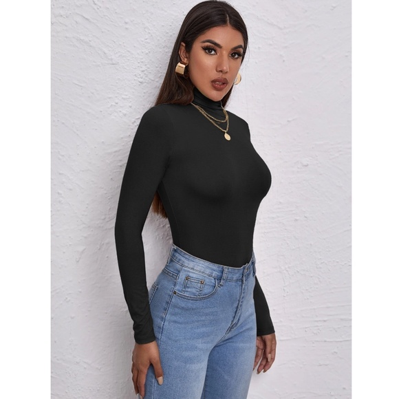 Black Turtle Neck Long Sleeve Tee - Picture 3 of 11